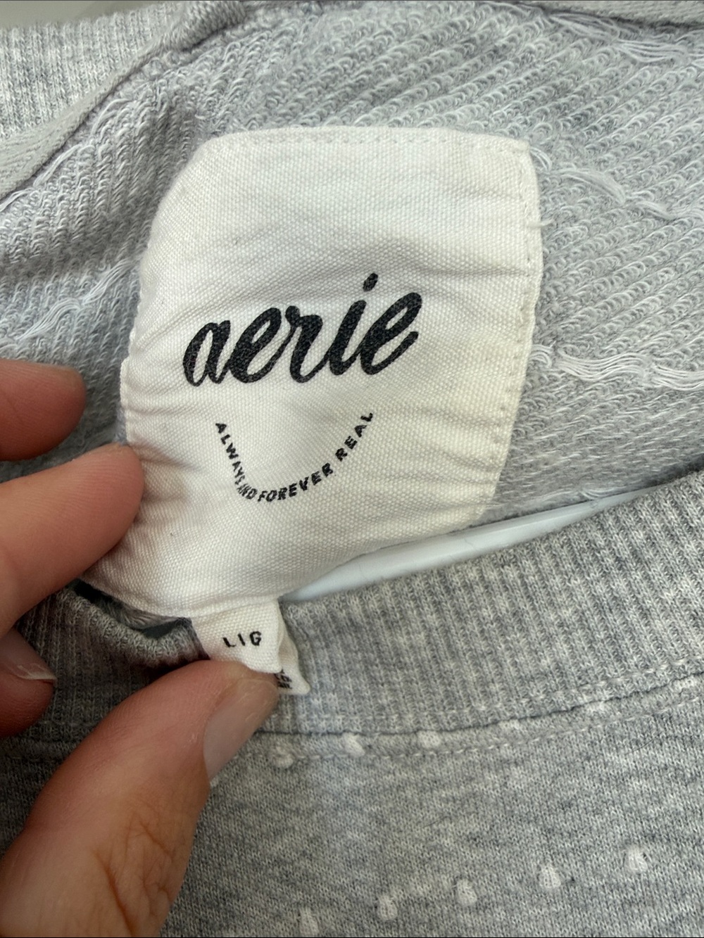 aerie Light Gray Crewneck Sweatshirt, gray sweater, aerie long sleeve top - Picture 2 of 8